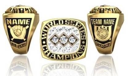Picture of World Series Champion Ring/Pendant w/Triple Cubic Zirconia Crest - 10K Yellow Gold
