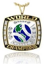 Picture of Major World Champion Ring/Pendant w/World and Crossed Bats - 10K Yellow Gold Major World Champion Pendant w/World & Crossed Bats